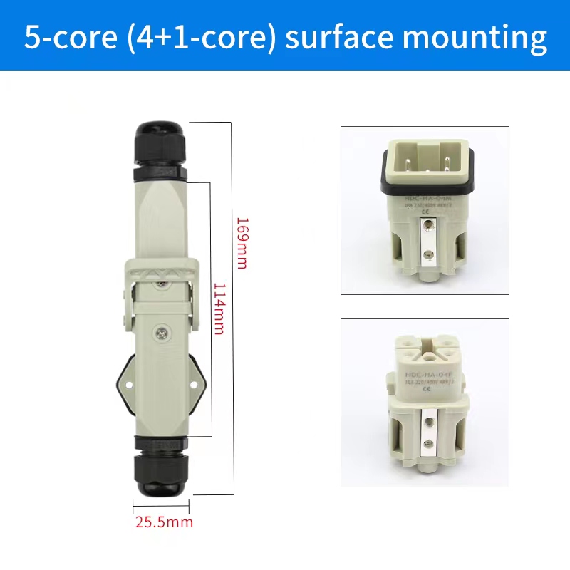 Connettore per carichi pesanti HDC-ah 4/5/6/8 spillo Presa per aviazione impermeabile industriale Custodia in plastica 250 V 10 A/16 A: Argento