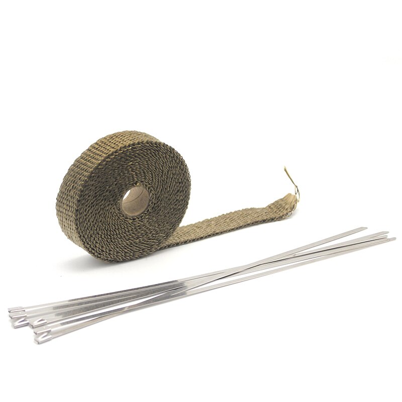 ZSDTRP 15m Titanium Temp Exhaust Heat Wrap 3 Colors Heater Resistant Downpipe Ties Car Motorcycle Tape Replacement: 25mm 15M Titanium