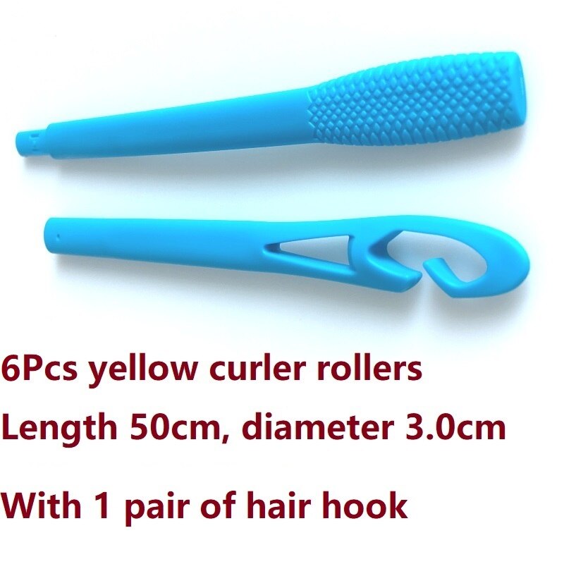 Gancho rizador de pelo Manual, 1 unidad, rodillo, palanca mágica, rizador de pelo DIY, Herramienta de Peinado de seguridad para niña: 6PCS Yellow 1 Hook