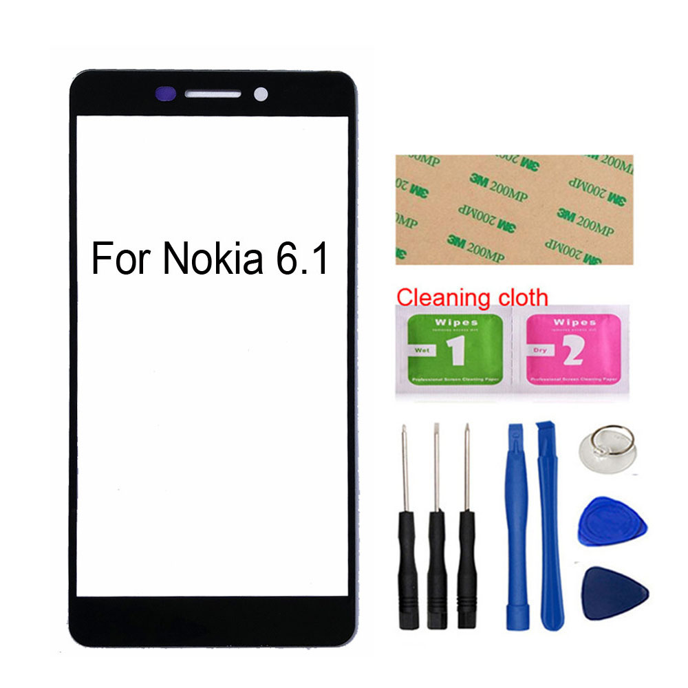 Panneau tactile extérieur en verre pour Nokia 6.1 Plus/5.3/5.1/5.1plus/2.1/3.1 Plus, panneau avant de réparation de téléphone (sans écran tactile): 6.1 Black
