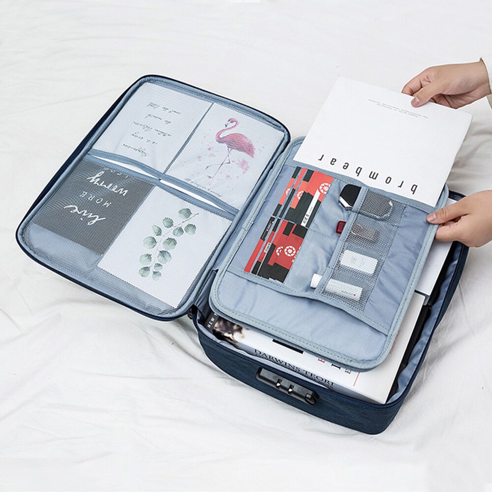 Waterproof Briefcase For Documents Storage Business Travel Pouch Large Capacity Multilayer Receiving Bags With Password XA686ZC