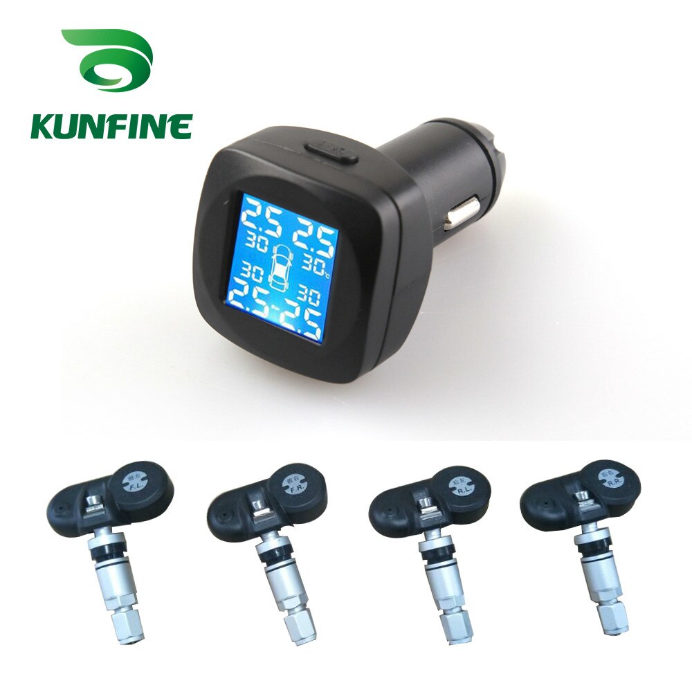 Smart Auto Tpms Bandenspanningscontrolesysteem Sigarettenaansteker Digitale Lcd-scherm Auto Alarmsystemen Bandenspanning