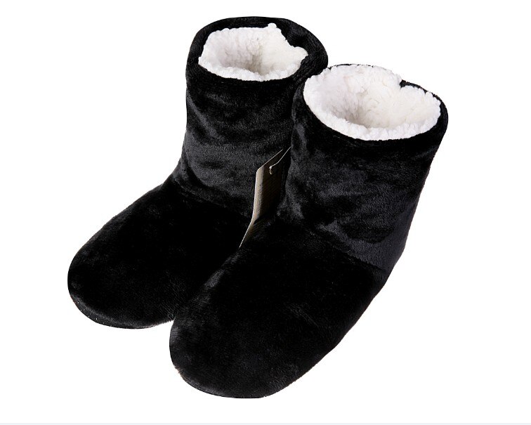 Mntrerm Men Style Plush Warm Home Slippers Winter Solid Soft Flats Indoor Man ShoesComfortable Seven Color Slippers: inside white - black / 11