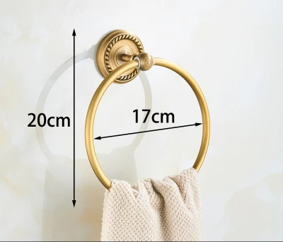 Brass Bathroom Accessories Antique Bath Towel Set Towel Ring Carved Toilet Paper Holder Towel Bar Bathroom Hardware Set: Yellow