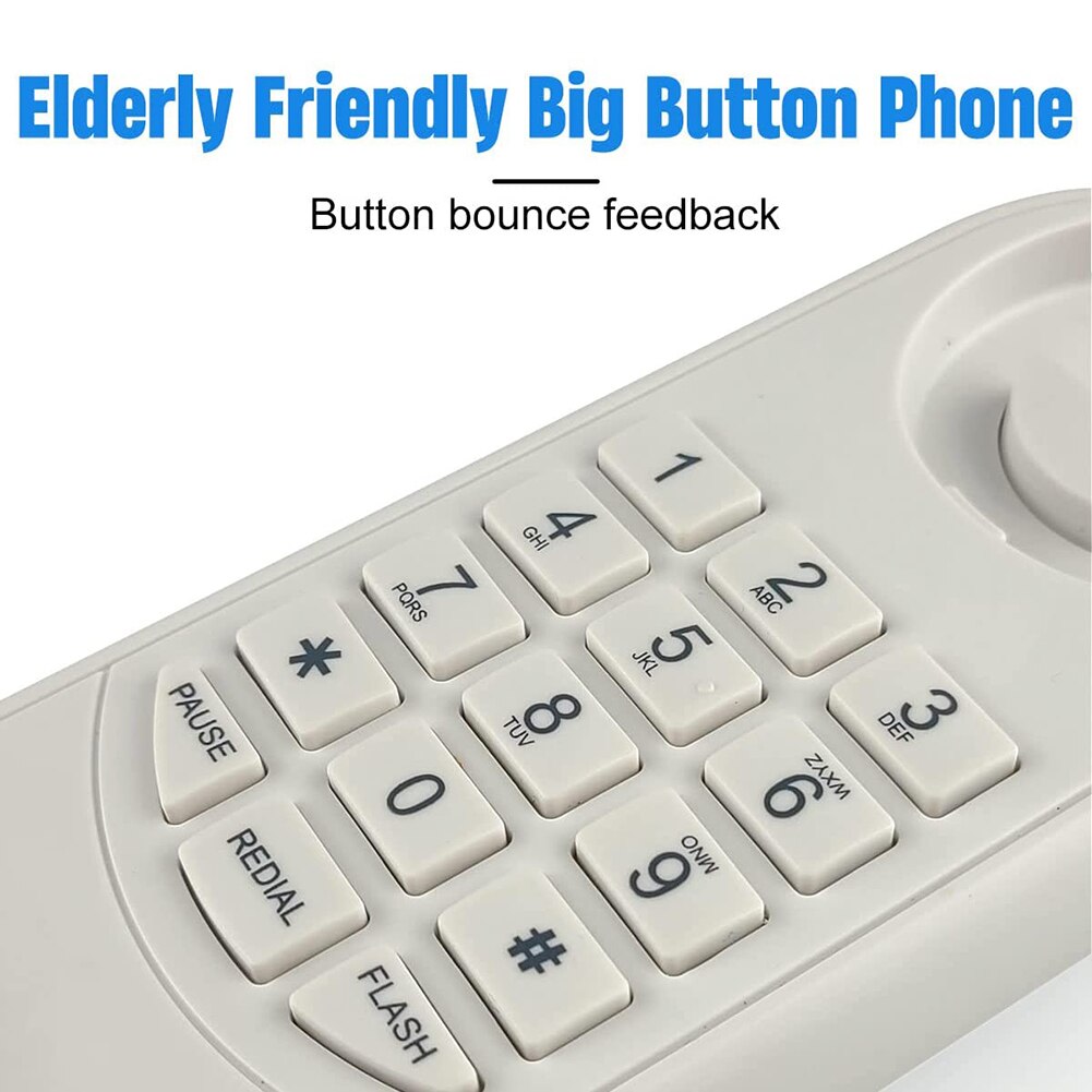 Portable Corded Telephone Phone Pause/ Redial/ Flash Wall Mountable Base Handset for House Home Call Center Office Company Hotel