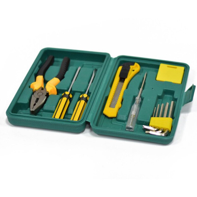 Tool Set Auto Repair Mixed Tool Combination Package Hand Tool Kit with Plastic Toolbox Storage CaseScrewdriver pliers ruler