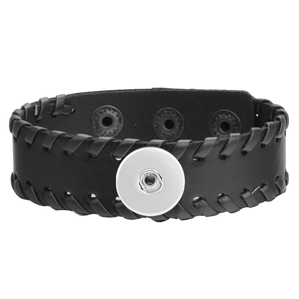 Snap Bracelet Men/Women Adjustable Black Brown Wrap Bangles Fit 18MM Snap Button Leather Bracelet Snap Jewelry: 8