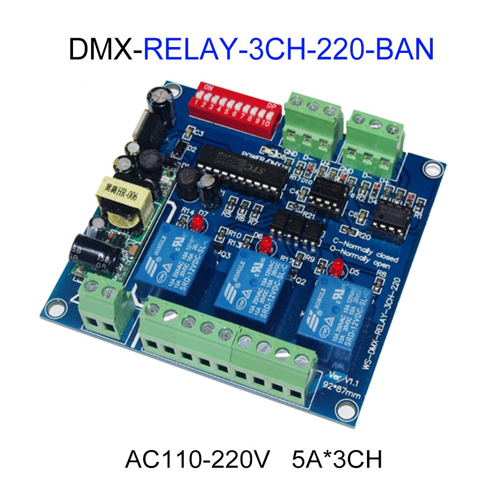3CH 4CH 8CH 12CH 16CH Relay Switch RGB Controller LED DMX512 Decoder Controller Dimmer DC12V AC110-220V For Led Strp Lights Lamp: RELAY-3CH-220-BAN