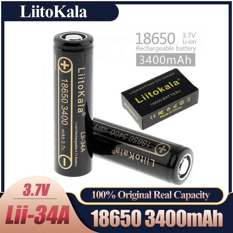 Liitokala Lii-34A 100% Originele NCR18650B 3.7 V 3400 Mah 18650 Lithium Oplaadbare Batterij Voor Zaklamp Batterijen