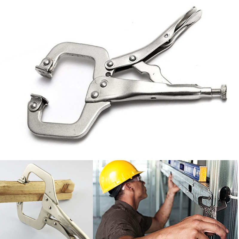 Pince à fixation Tong Tenon, localisateur de la pince C étau verrouillage de l'étau en acier allié, outil à main, pince à souder, tampon pivotant pour le travail du bois