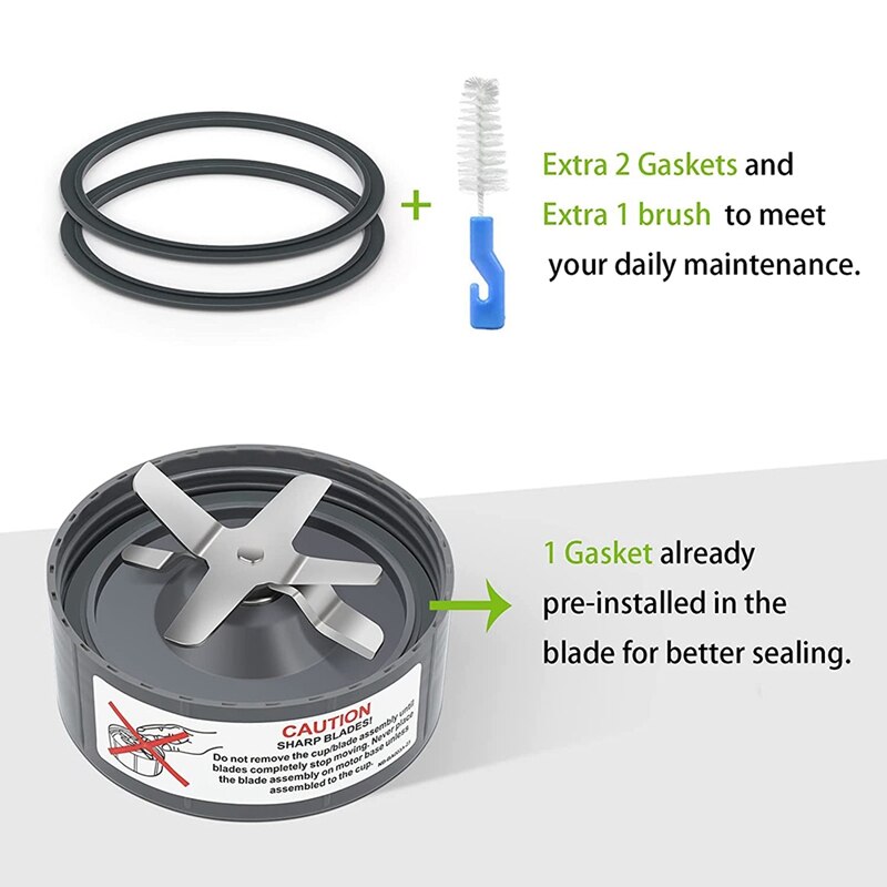Piezas de Repuesto aptas para Nutribullet, Extractor de repuesto de 600 vatios, 900 vatios, cuchilla para licuadora, accesorios para tazas