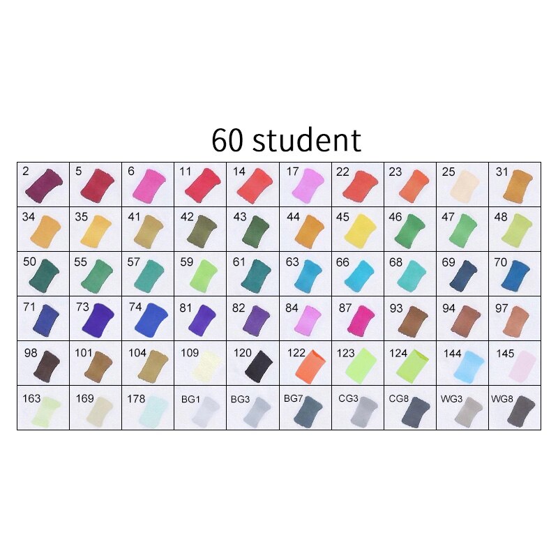 TOUCHNEW T8 30/40/60/80/168 Colors Markers Manga Drawing Markers Pen Alcohol Based Sketch Felt-Tip Twin Brush Pen Art Supplies: 60 STUDENT