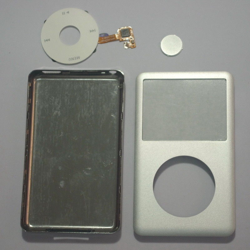 Para iPod 6.a y 7.a generación Classic 80gb 120gb 160gb panel frontal plateado, superficie trasera plateada Clickwheel botón plateado