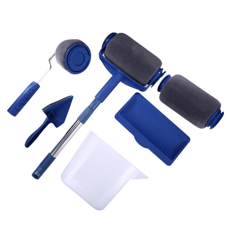 6/7 Uds pinceles de rodillo de pintura pinceles de rodillo de corredor Juego de cepillos de esquina DIY pincel de pintura uso doméstico herramientas decorativas de pared: 7pcs seamless
