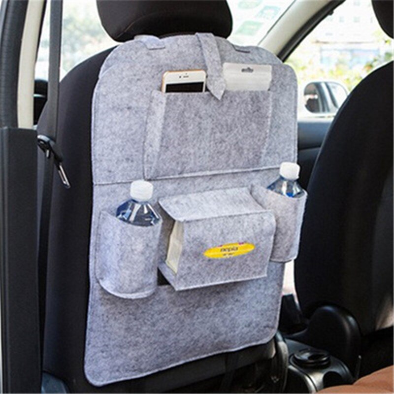 1PC Car Auto Seat Back Storage Bag organizer in the car for child Car Interior Protector Cover Children Kick Mat Car accessory: gray