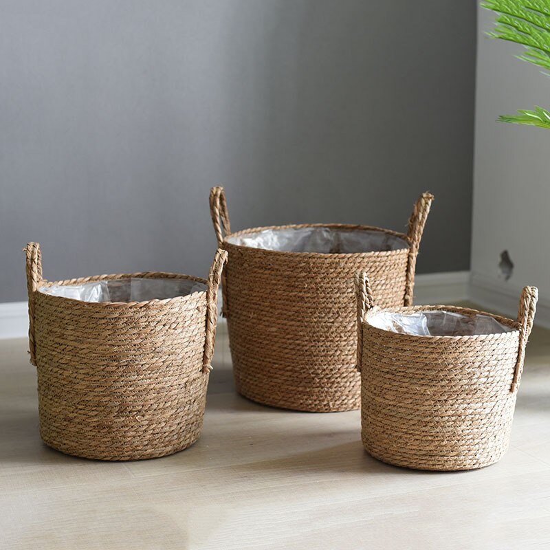 3 Pack Pflanzer Korb mit Griffen, Blumentöpfe Anlage Container für Pflanze, Blume in drinnen oder draussen
