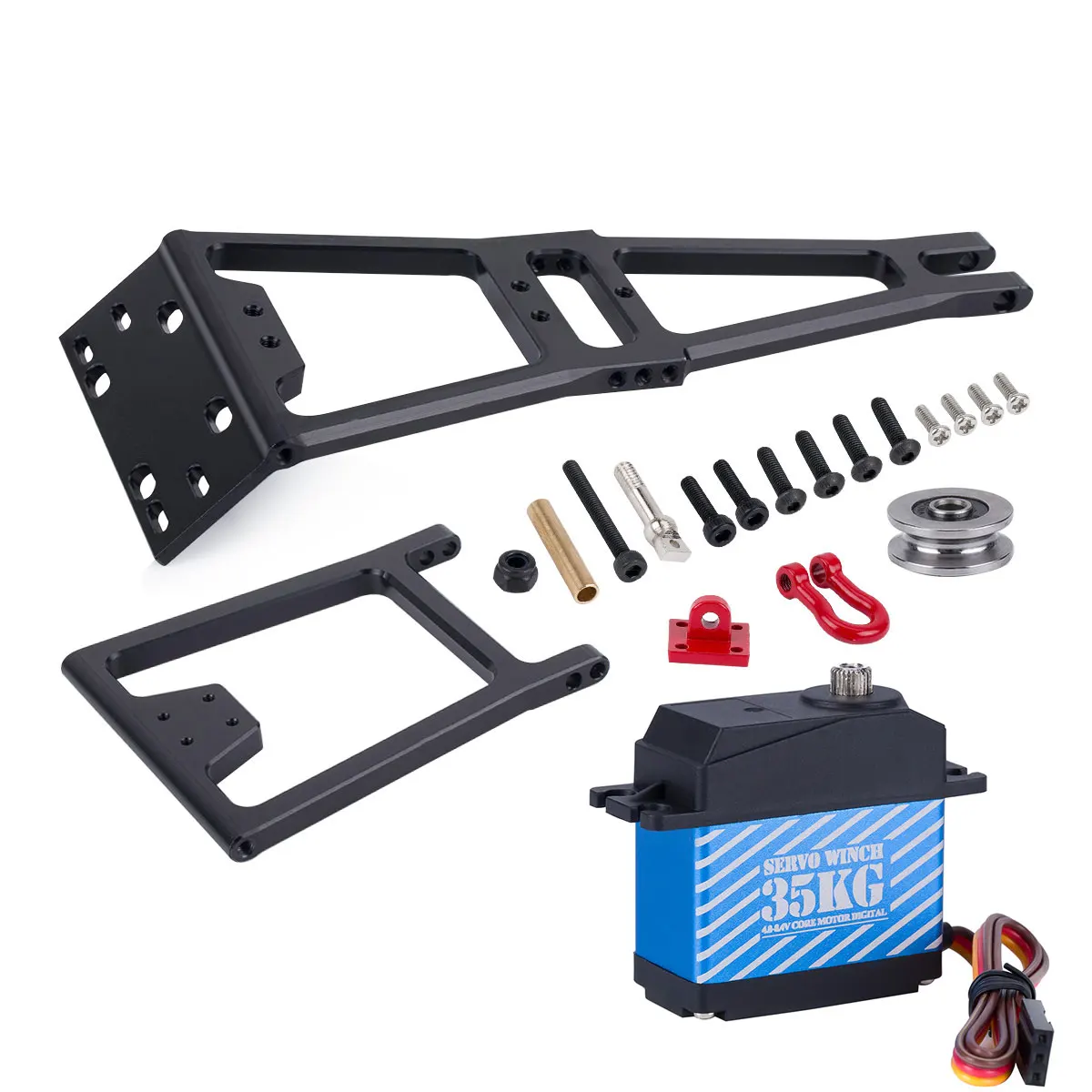 Guincho rc/serviço de resgate, caminhão de reboque, guindaste, braço, ferramenta diy, 1/10, carro rastreador, axial scx10 d90 trx4 capra lcg, peça de chassi: Vermelho