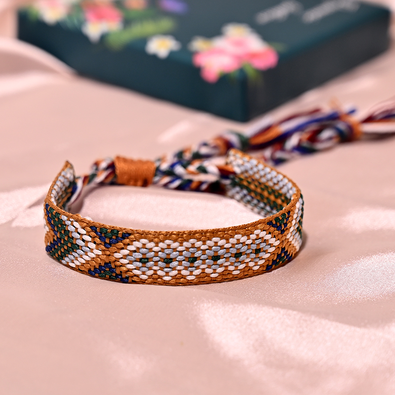 Pulsera con borlas de la Amistad Bohemia para mujer, 12 colores, tejido de cuerda de algodón a la , pulseras bohemias para playa y verano para chica: Estampado en caliente
