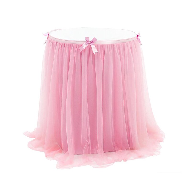 Tutú de de boda, falda de tul para mesa, mantel de tela para de bienvenida de bebé, rodapié de mesa, decoración del hogar para de cumpleaños: pink