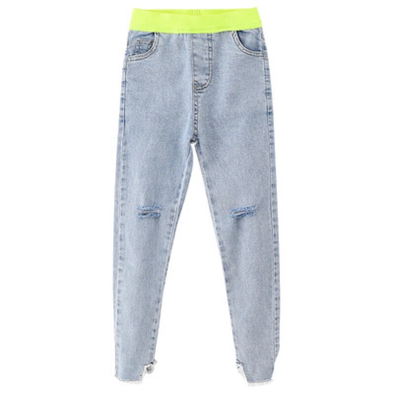 Jeans Skinny Strappati Donna KUNMI – Vita Alta Denim Elasticizzato, Pantaloni Invecchiati Con Baffi E Caviglie Divise, Taglia 52, Colore Nero