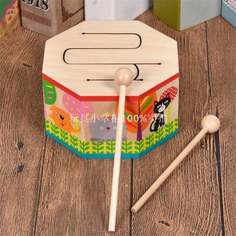 Enfants jouets tambour en bois pour l'éducation précoce jouets musicaux pour enfants tambour Instruments de musique pour bébé jouets en bois