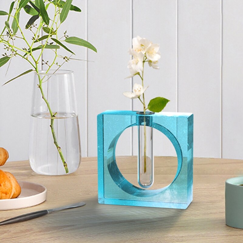 Flower Pot Hydroponic Cylinder Epoxy Resin Mold Test Tube Vase Silicone Bracket Silicone Mould DIY Crafts Jewelry Decor Tools