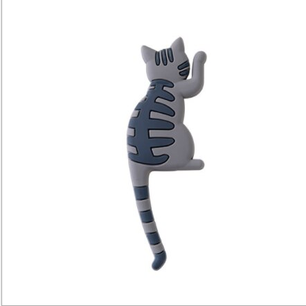 Magnet Hooks Cute Cartoon Cat Magnetic Fridge Refrigerator Sticker for Home Cat Shape Magnet Fridge Stickers: Grey
