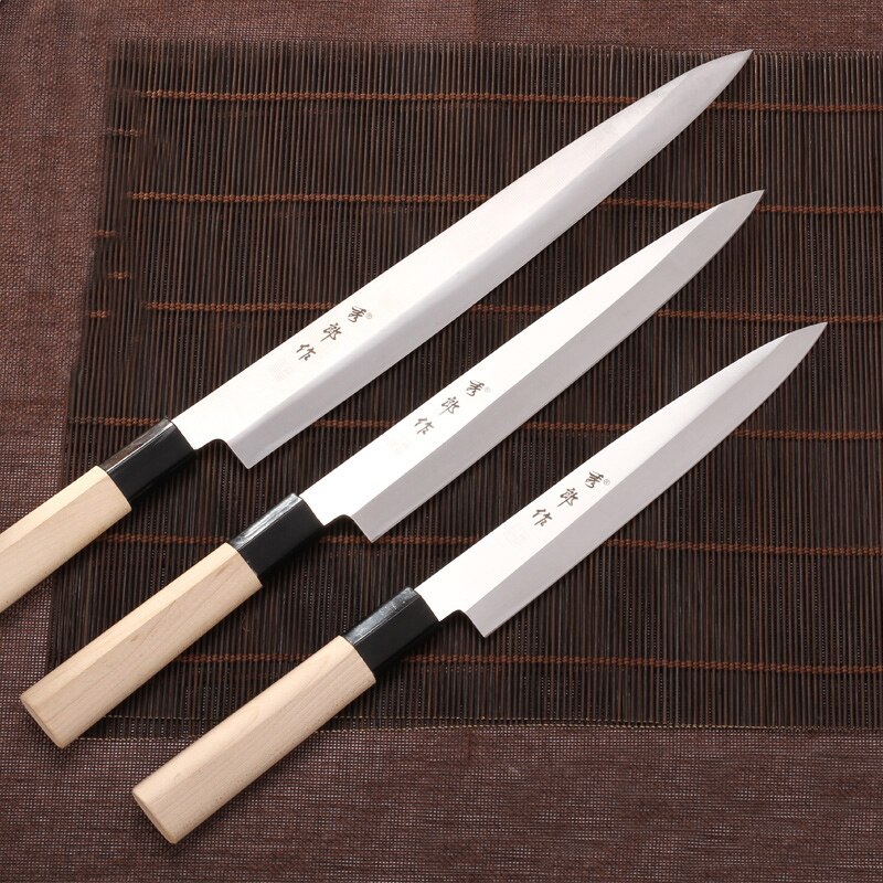Ldz 8 tommer sashimi kniv med skede tysk stålkløver køkkenknive ensidede kokke knive sushi kniv