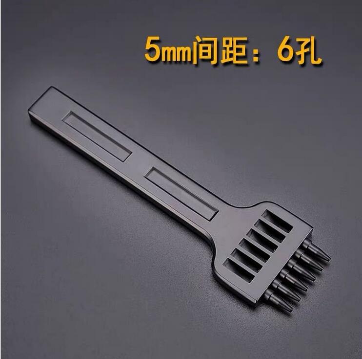 Advanced Leather Row Punch 3/4/5/6mm Spacing Hole Leather Bag Round Punching Electroplating Leather Carving Punchs Set: 5mm-6 punch