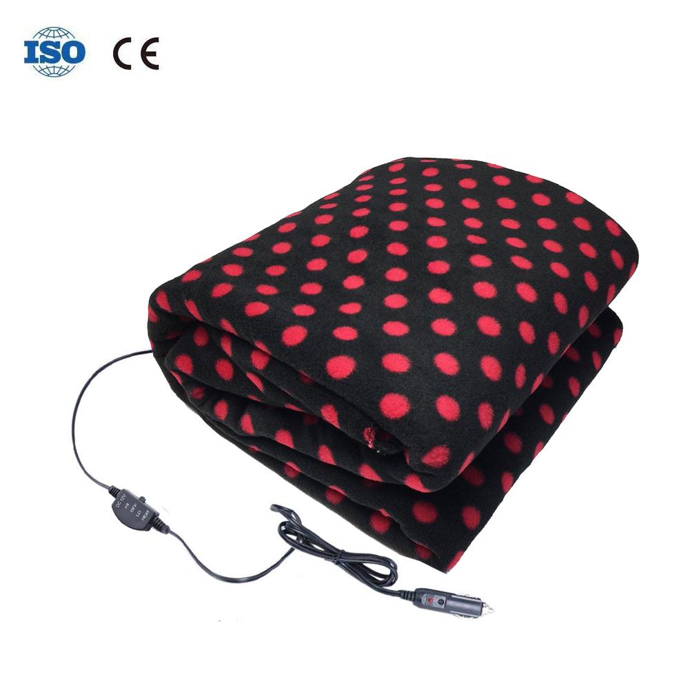 Couverture chauffante électrique pour voiture | 150x100cm, couverture épaisse noire rouge, points, voyage automobile, économie d'énergie, chaude, camions adaptés 12V