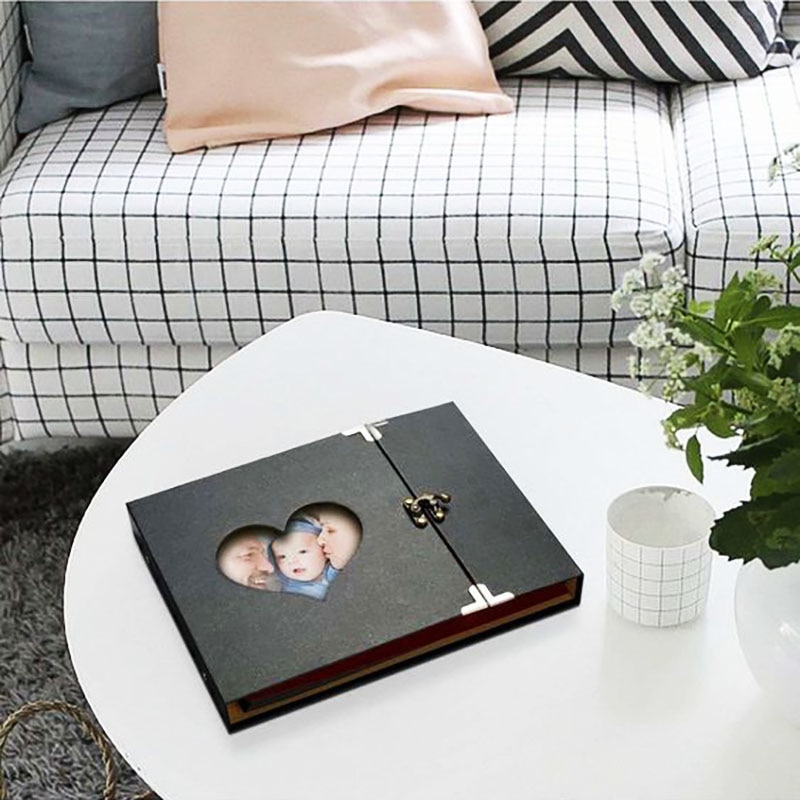 30 páginas preto bege scrapbook artesanal diy família álbum hallow coração memória álbum de fotos para o natal casamento dia dos namorados presente