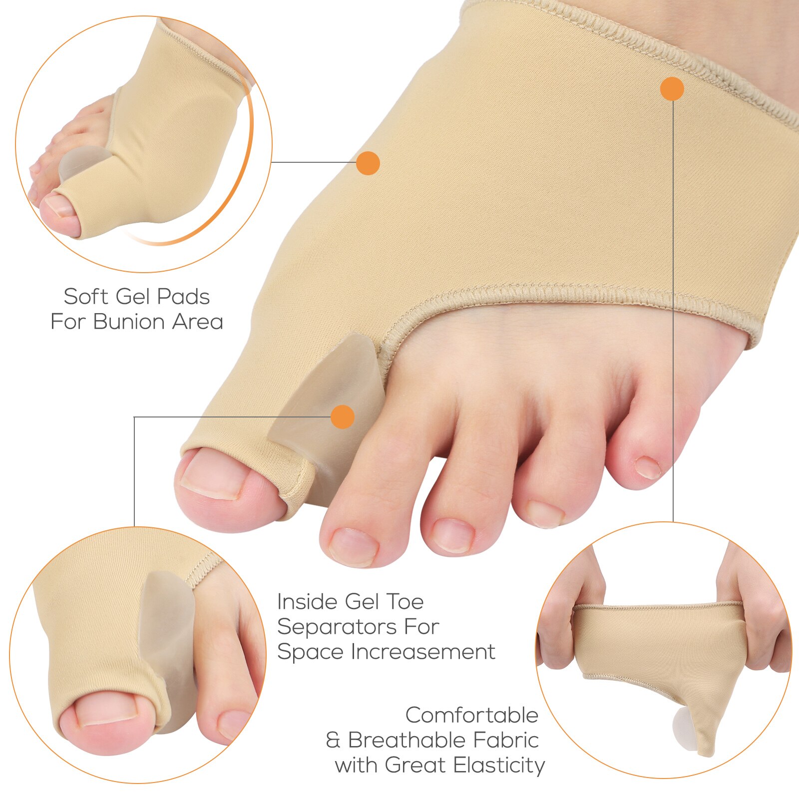 1 Paar Bunion Corrector Gel Bunion Pads Mouwen Brace Bunion Relief Grote Teen Separator Voor Grote Teen Gewrichtspijn Opluchting