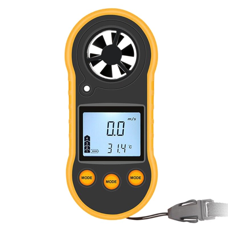 RZ818 Portable Digital Anemometer Wind Speed Meter with Thermometer LCD Backligh