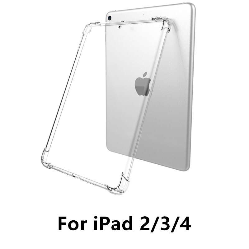 Przezroczysty pokrowiec na iPad 9.7 2017 2018 Air 2 Air 1 TPU silikonowy, odporny na wstrząsy pokrowiec na iPad 10.2 2019 Air 10.5 Pro 11 Mini 3/4/5: 2 3 4