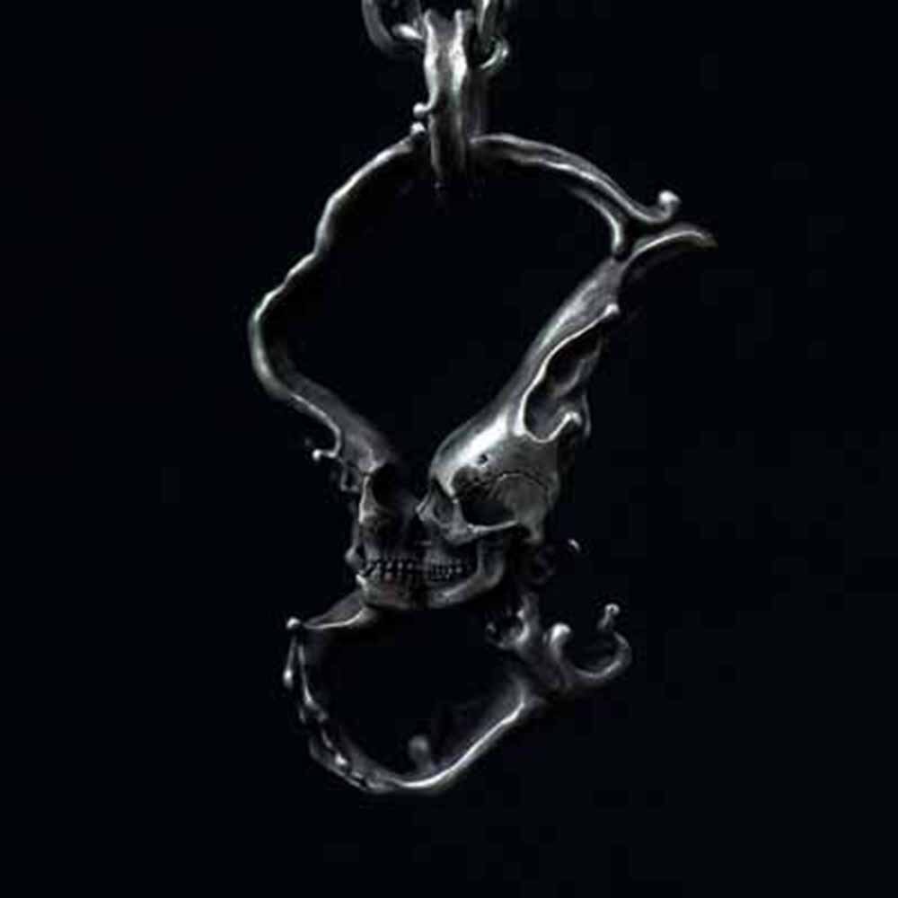 Charms Viking Dragon Skull Pendant Necklace Men's Biker Rock Punk Jewelry Antique Retro Chain OSDZ107: Gold-color