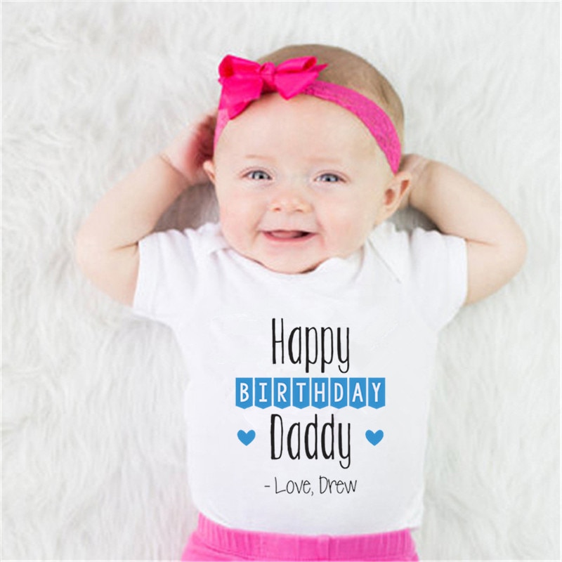 Happy Birthday Dad Printed Baby Rompers Cotton Infant Body Short Sleeve Clothes Baby Jumpsuit Baby Boy Girl Clothes