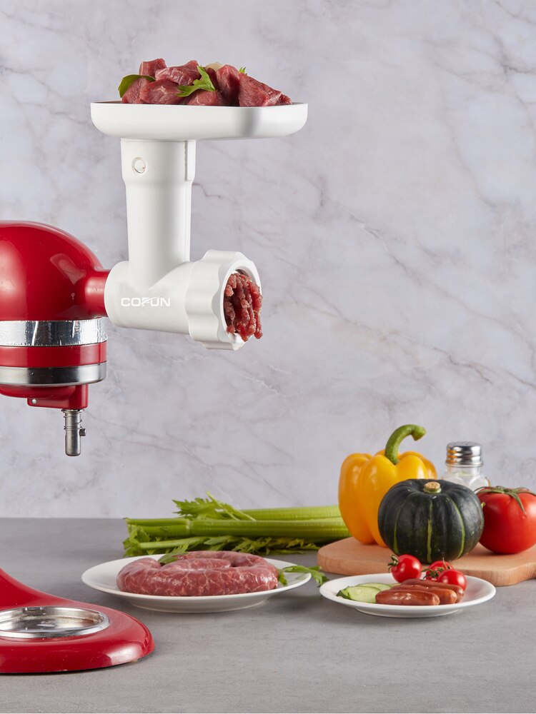 Accesorio de amoladora de alimentos para amasadoras con base de KitchenAid, incluye relleno de salchichas, placas de molienda, picadora de carne, acoplador: Default Title