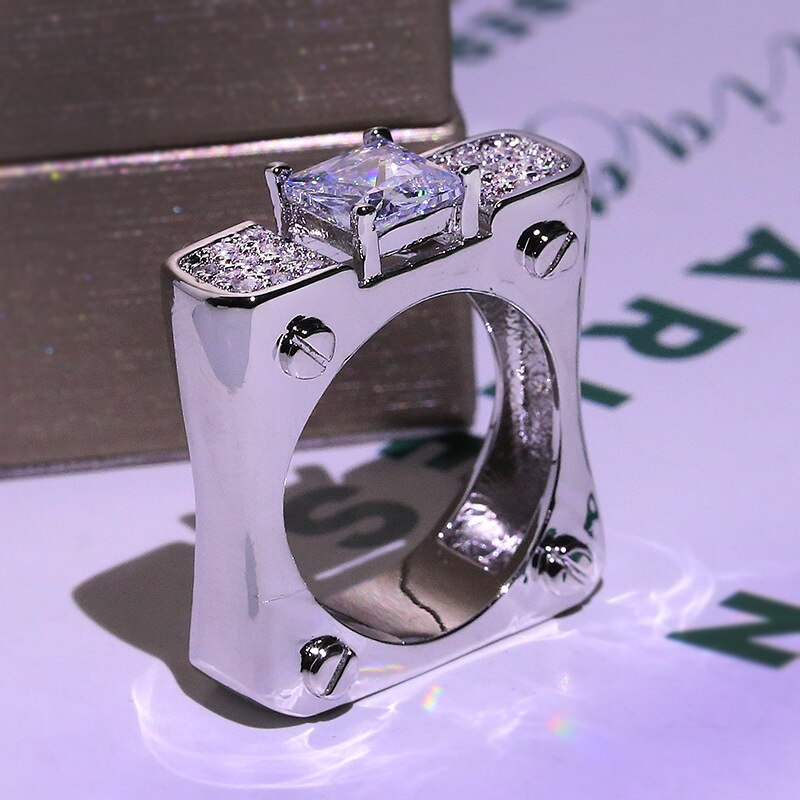 Fdlk klassisk princess cut rhinestone smykker kvinder engagement brude ring jubilæum