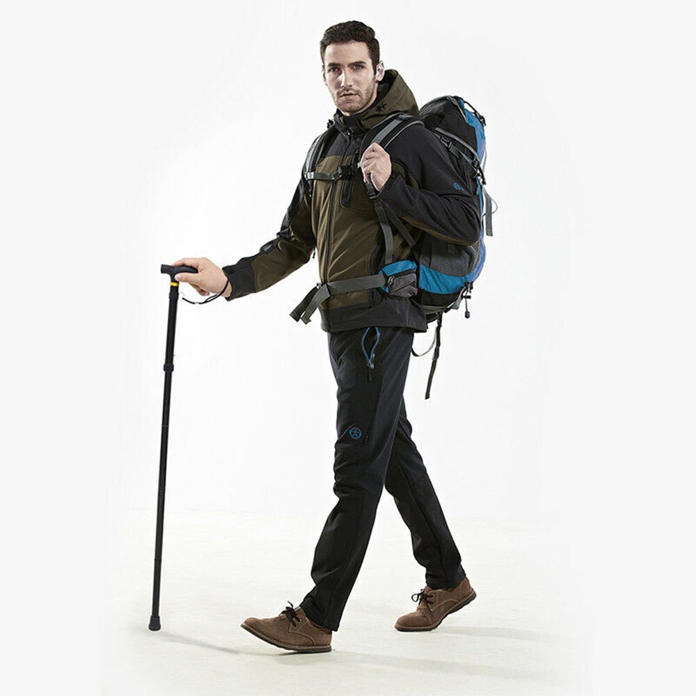 Folding Cane Walking Sticks Adjustable Aluminum Metal Walking Stick Folding Collapsible Travel Cane Black