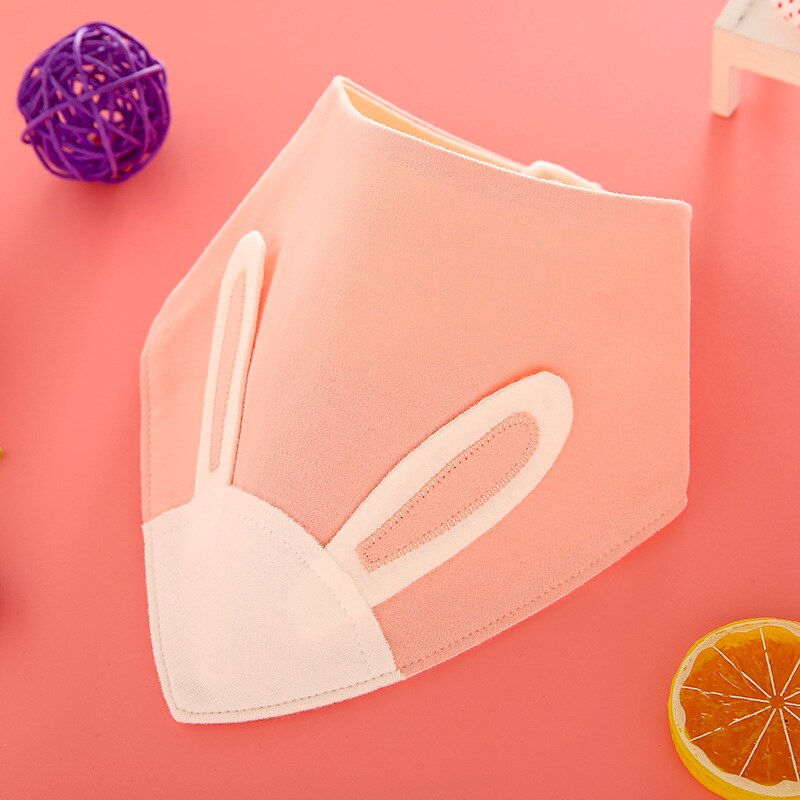 Delantal de alimentación de bebé de algodón, Baberos adorables para bebé, niñas, niños, orejas de conejo, babero, babero, ropa para bebés: pink