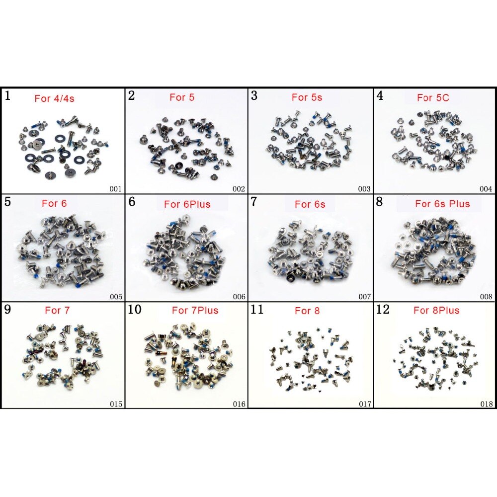 Screws Full Screw Set for iPhone 5 5S 6 7 Repair bolt Complete Kit Replacement Repair Parts for iphone Tails screw