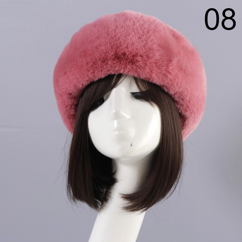 Winter Elastic Earmuffs Turban Thick Furry Hairband Fluffy Russian Faux Fur Women Fur Headband Hat Outdoor Earwarmer Ski Hats: 08