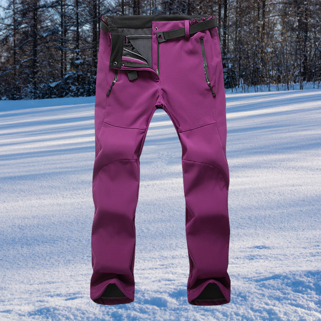 Womens Ski Broek Geïsoleerde Sneeuw Broek Dikke Warme Fleece Gevoerde Broek Soft Shell Voor Ski Vissen Wandelen Reizen Vrouwen: Purple red