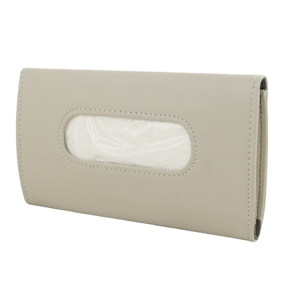Sac à serviettes en papier pour pare-soleil de voiture, sacoche multifonction en cuir pour siège suspendu de voiture, boîte à mouchoirs en Carton: Beige