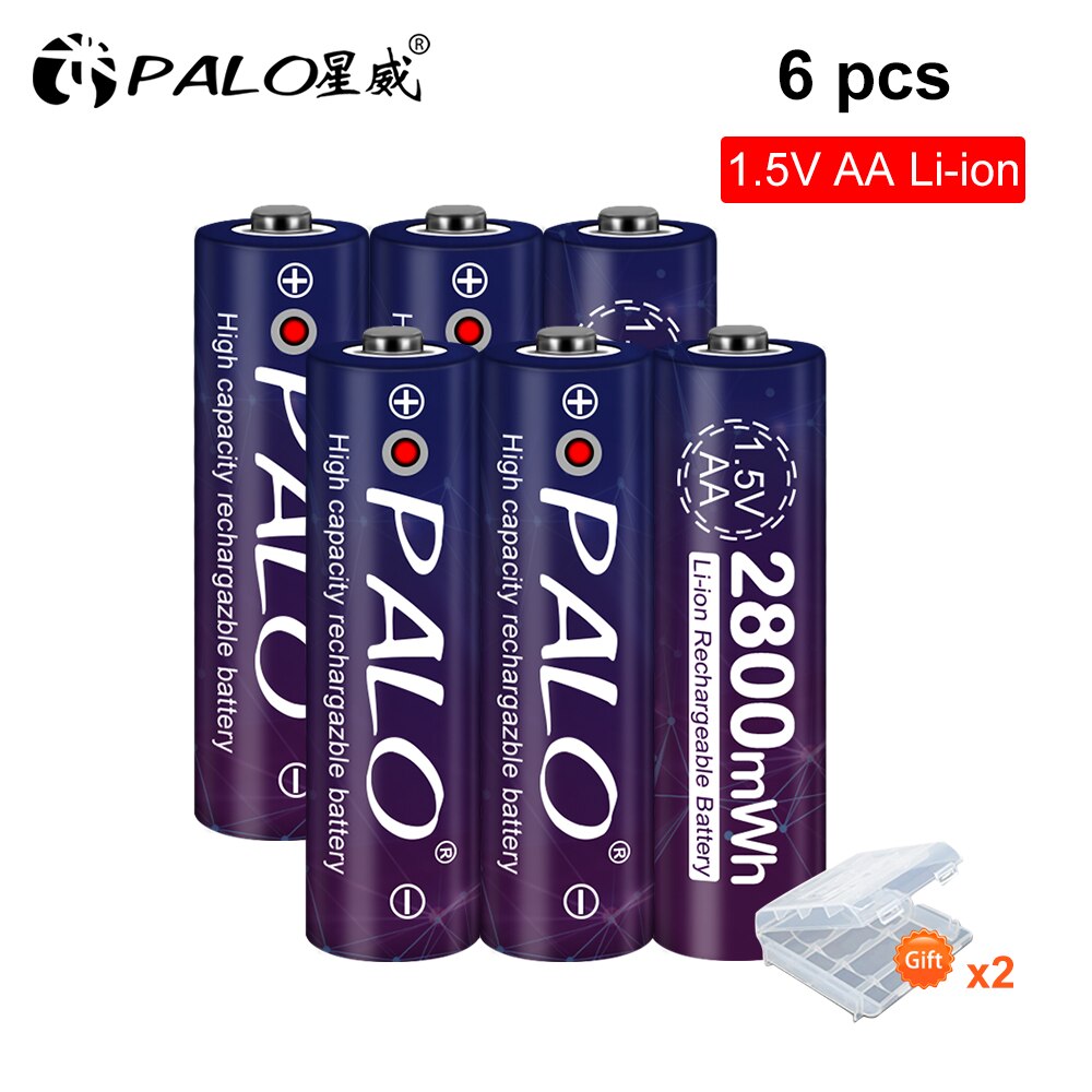 PALO AA Battery 2800mWh Rechargeable Battery Lithium 1.5 V AA Battery for Clocks, Mice, Computers, Toys: just 6pcs AA