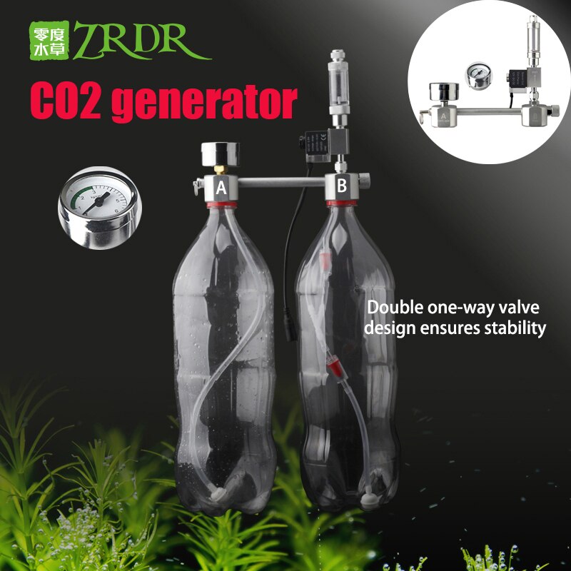 Akvarium  co2 regulatorsystem sett  co2 diffusorgenerator med ventilboble forstøver solenoid fisketank karbondioksid til planter