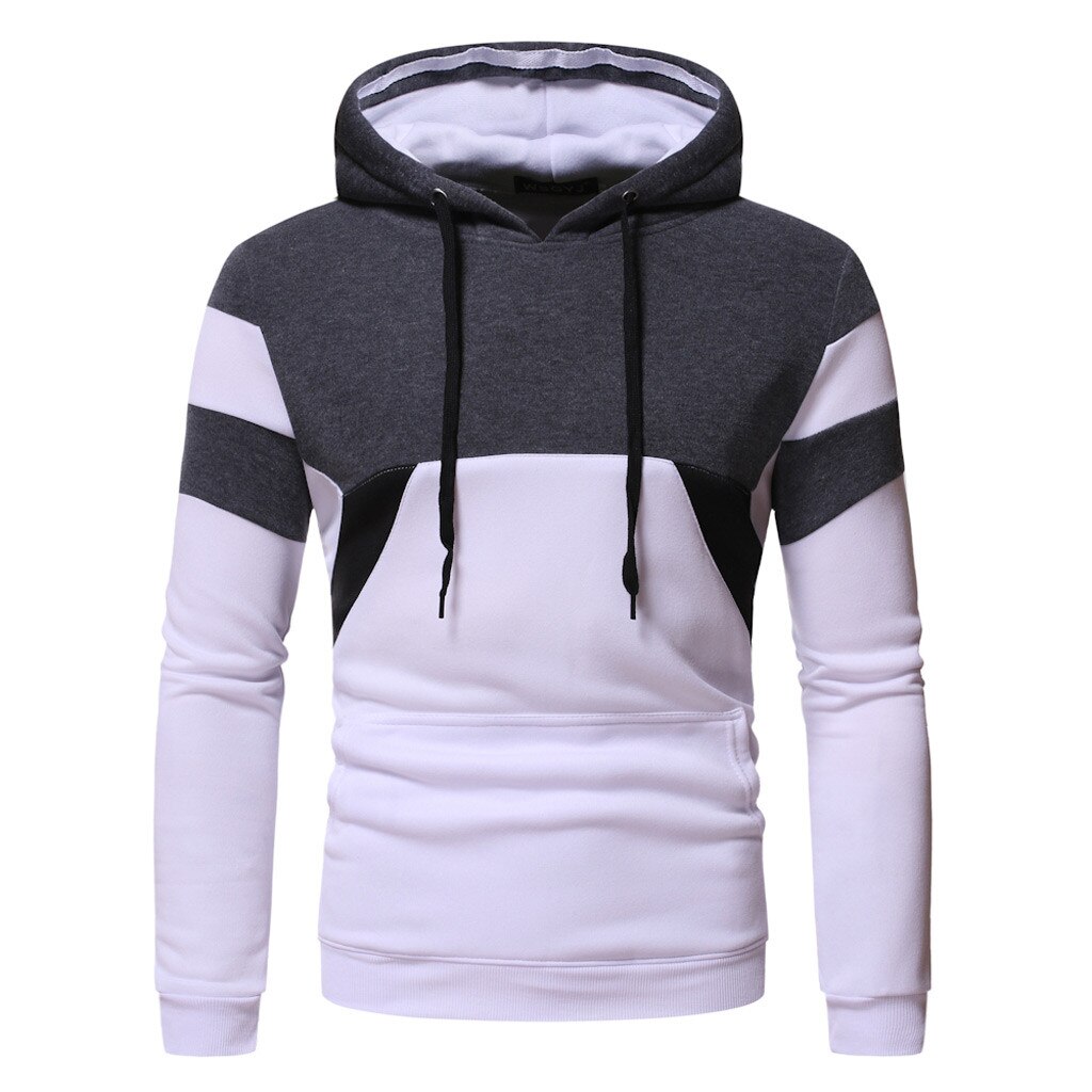 Men Autumn Training Hoodies Long Sleeve Patchwork Hooded Sweatshirt Fitness Tracksuit Sportwear Outwear Moleton Masculino#g4: XXL / White