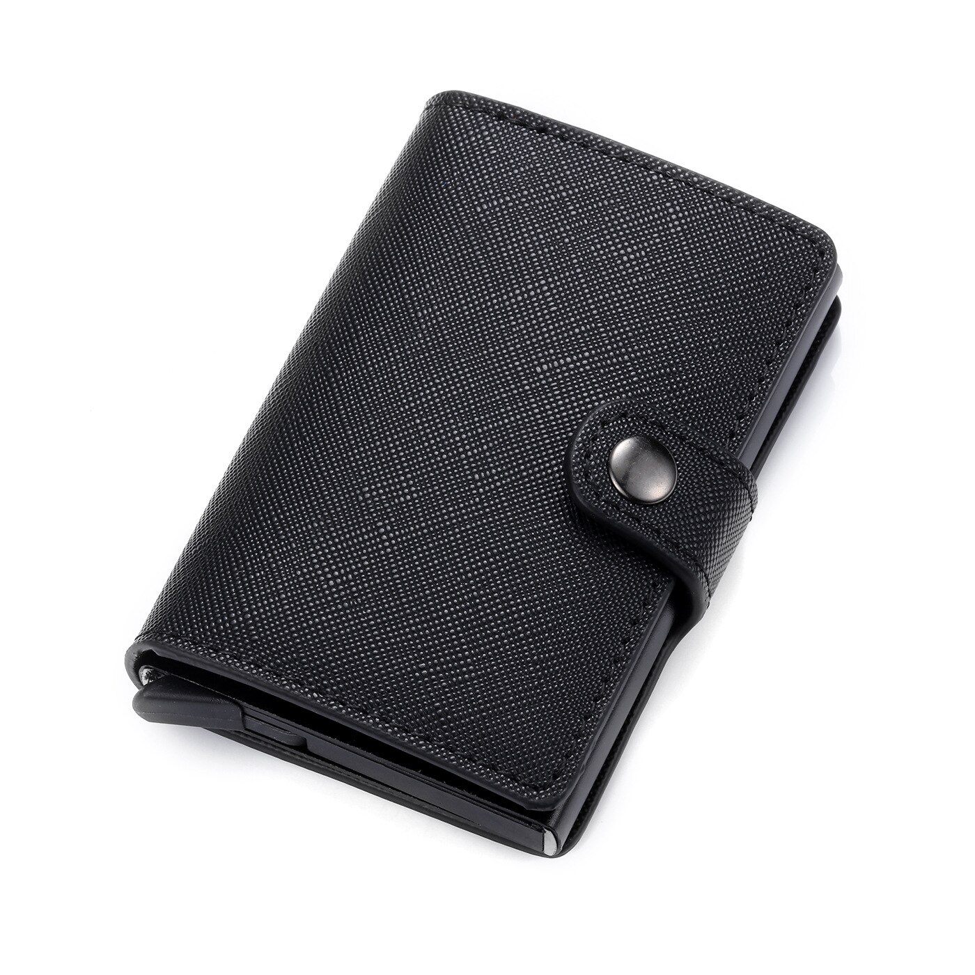 Men Credit card holder carbon Leather Wallet Aluminum Automatic Mini Wallet With Back Pocket ID Card RFID Blocking purse: 5