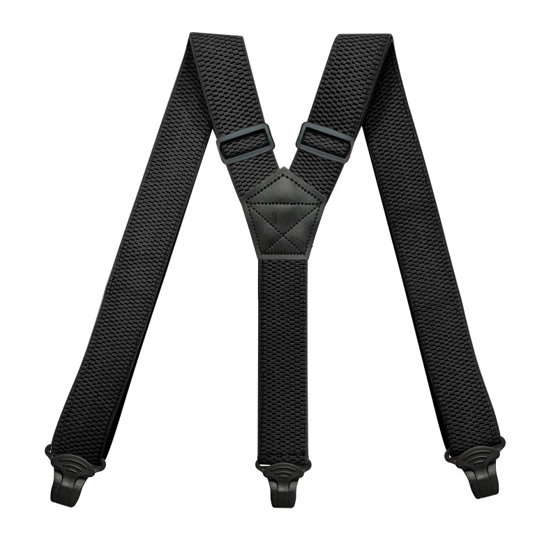 Robuste Hosenträger für Männer, Arbeit Ich bin Freien, 3,8 cm/1,5 Zoll, Y-Rücken, 3 Kunststoff-Clips, verstellbare elastische Hosenträger, Riemen, Gürtel: Schwarz