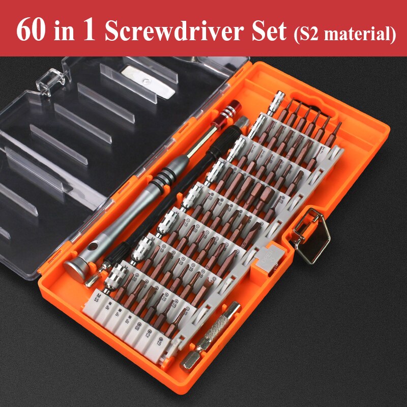 Screwdriver Kit Precision Magnetic Bits DIY Dismountable Screw Driver Set Mini Tool Case For Smart Home PC Phone Repair: 60 IN 1 (S2)